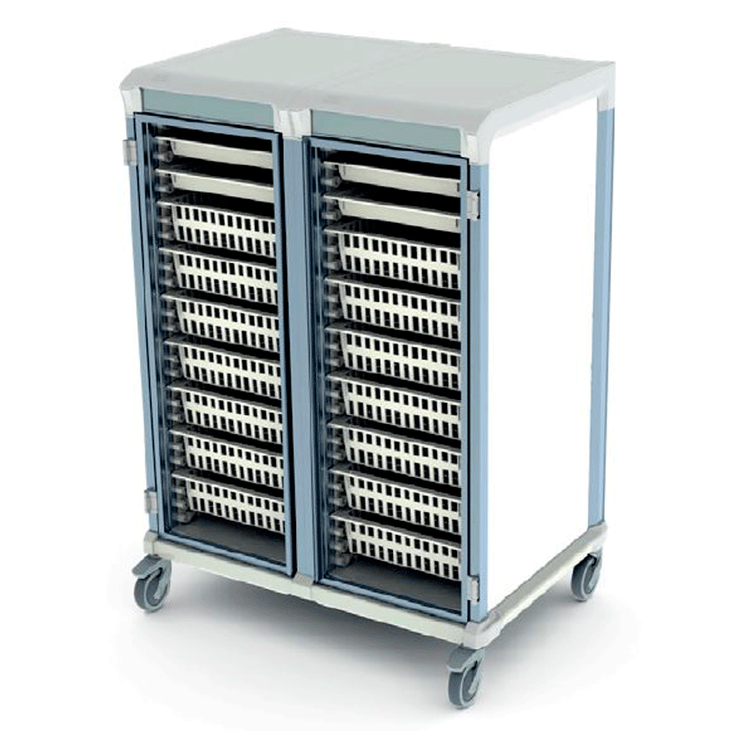 Skabsvogn smal model dobbeltvogn med glasdør